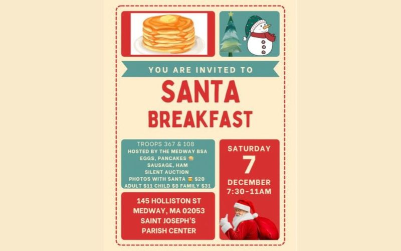 Medway Boy Scouts Hosting Santa Breakfast & Silent Auction Dec. 7