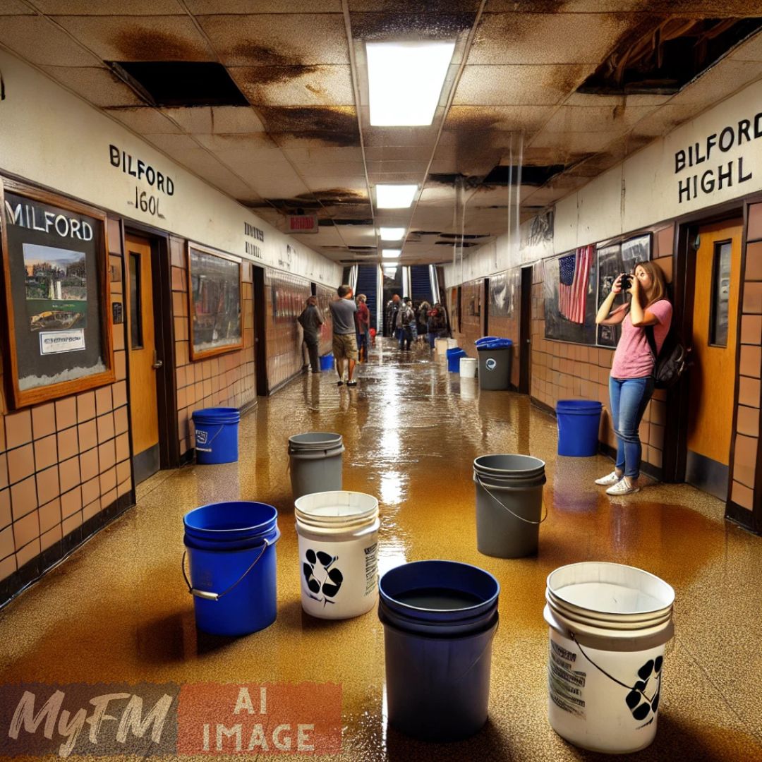 Milford High School Faces Public Scrutiny Over Leaking Ceilings and Water Damage