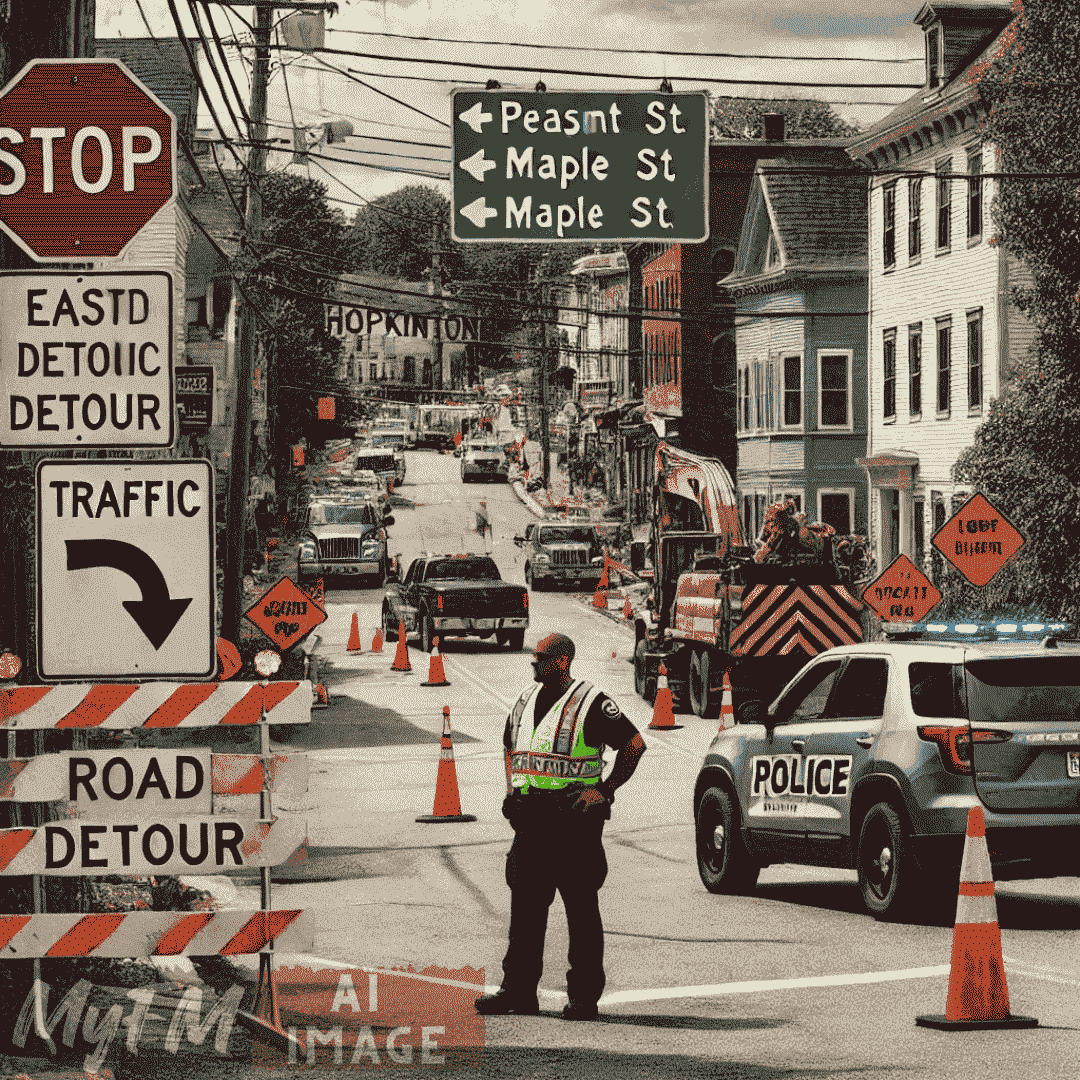 Hopkinton Announces Main Street Detour Today Due to Electrical Work