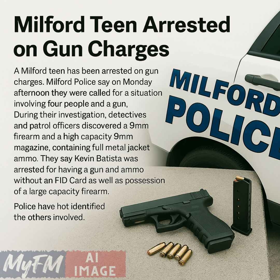 Milford Teen Arrested on Gun Charges Following Monday Incident