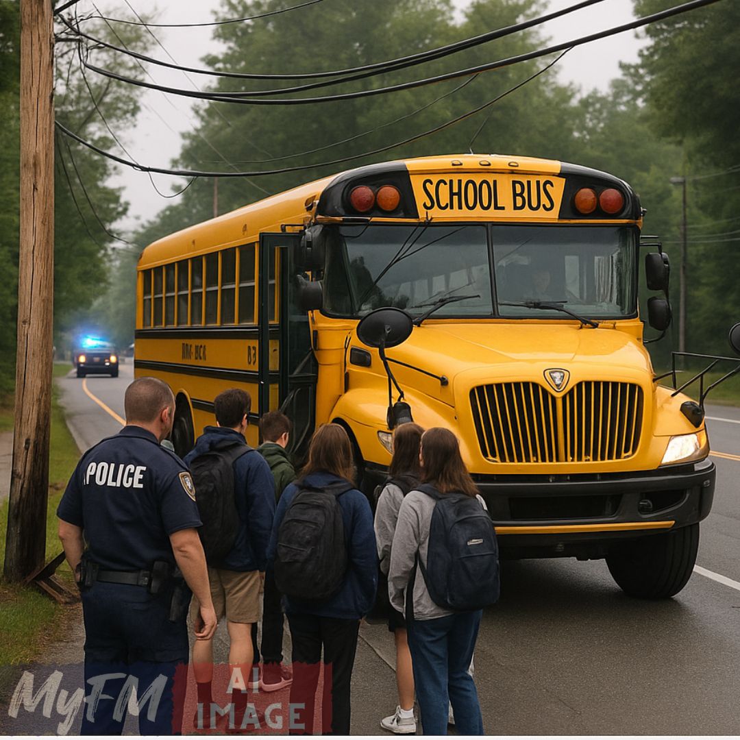 Hopkinton School Bus Strikes Utility Pole, Sparks Power Line Emergency