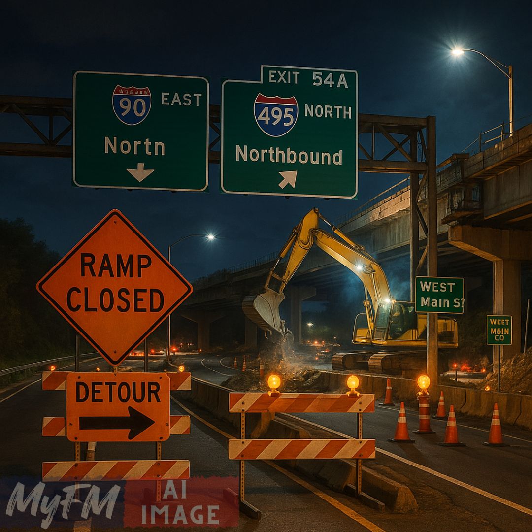 Nighttime Closures Continue at I-90/I-495 Interchange: Eastbound Ramp to I-495 North Affected