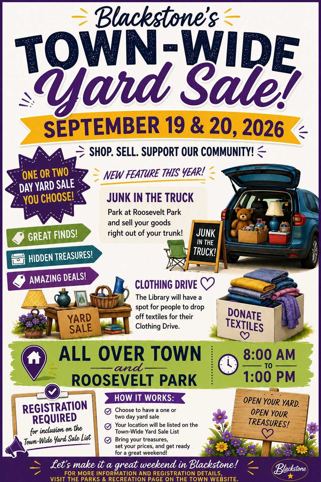 Blackstone Town-Wide Yard Sale Returns September 19th and 20th