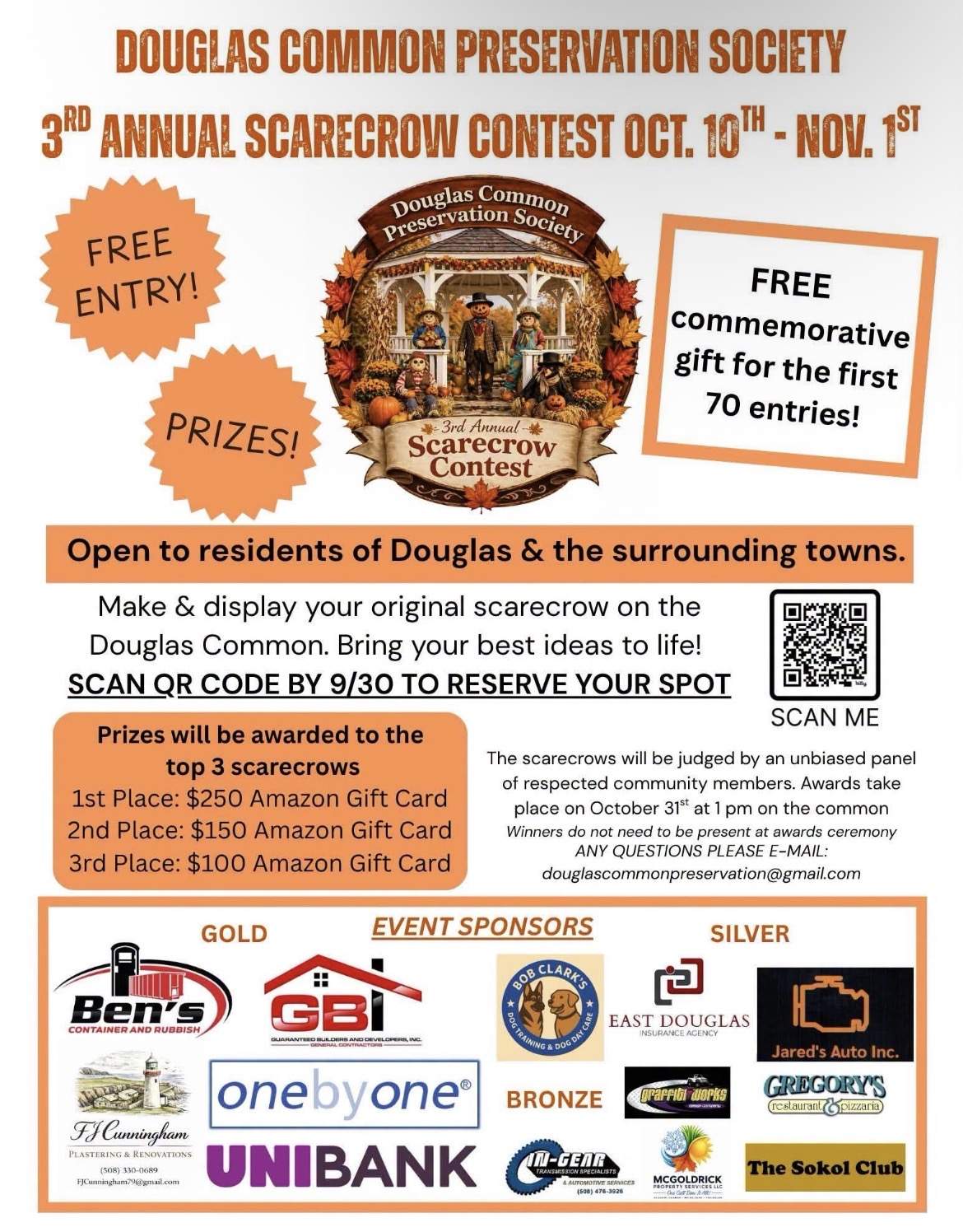Douglas Common Preservation Society Announces 3rd Annual Scarecrow Contest